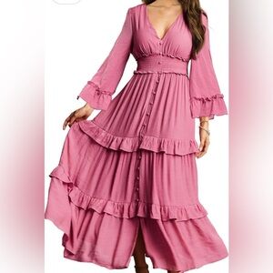 Pink Ruffle Maxi Dress